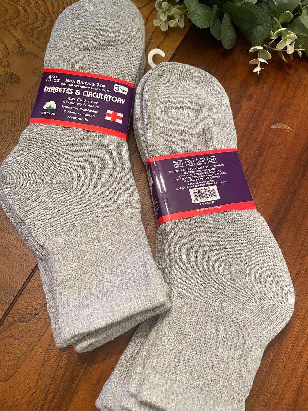 Men’s Light Gray Therapeutic Socks - 6 pairs - N27